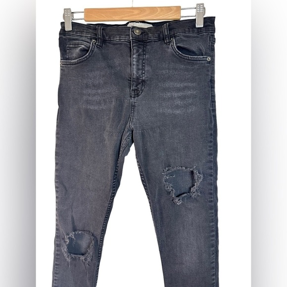 Free People Women's Skinny Stretch Distressed Charcoal Wash Raw Hem Sz. …​​​ - Picture 3 of 13